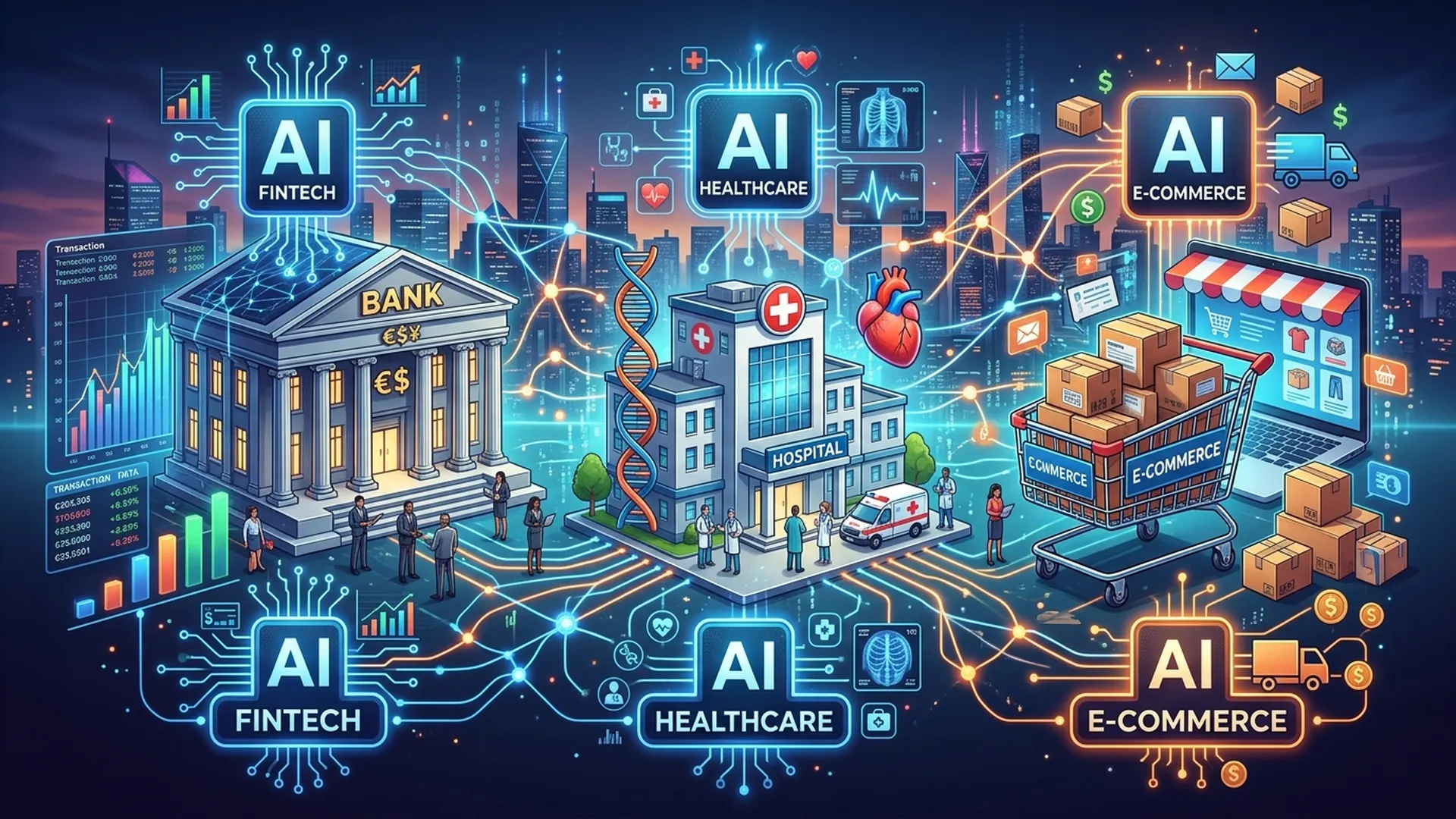 Domain Track cho BA: AI trong Fintech, Healthcare và eCommerce — Khác nhau thế nào?
