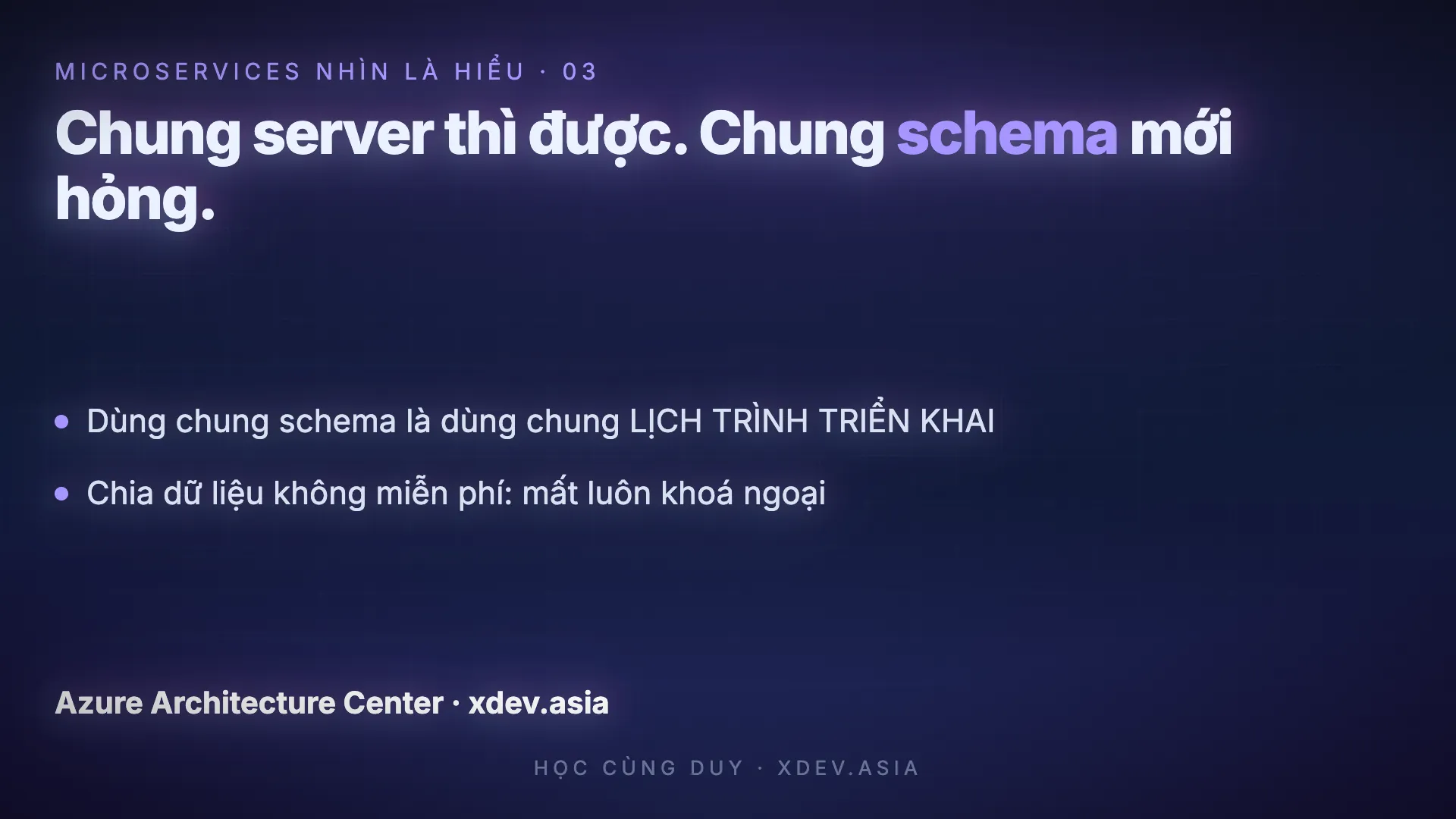 Một database cho mỗi service: chung server thì được, chung schema mới hỏng