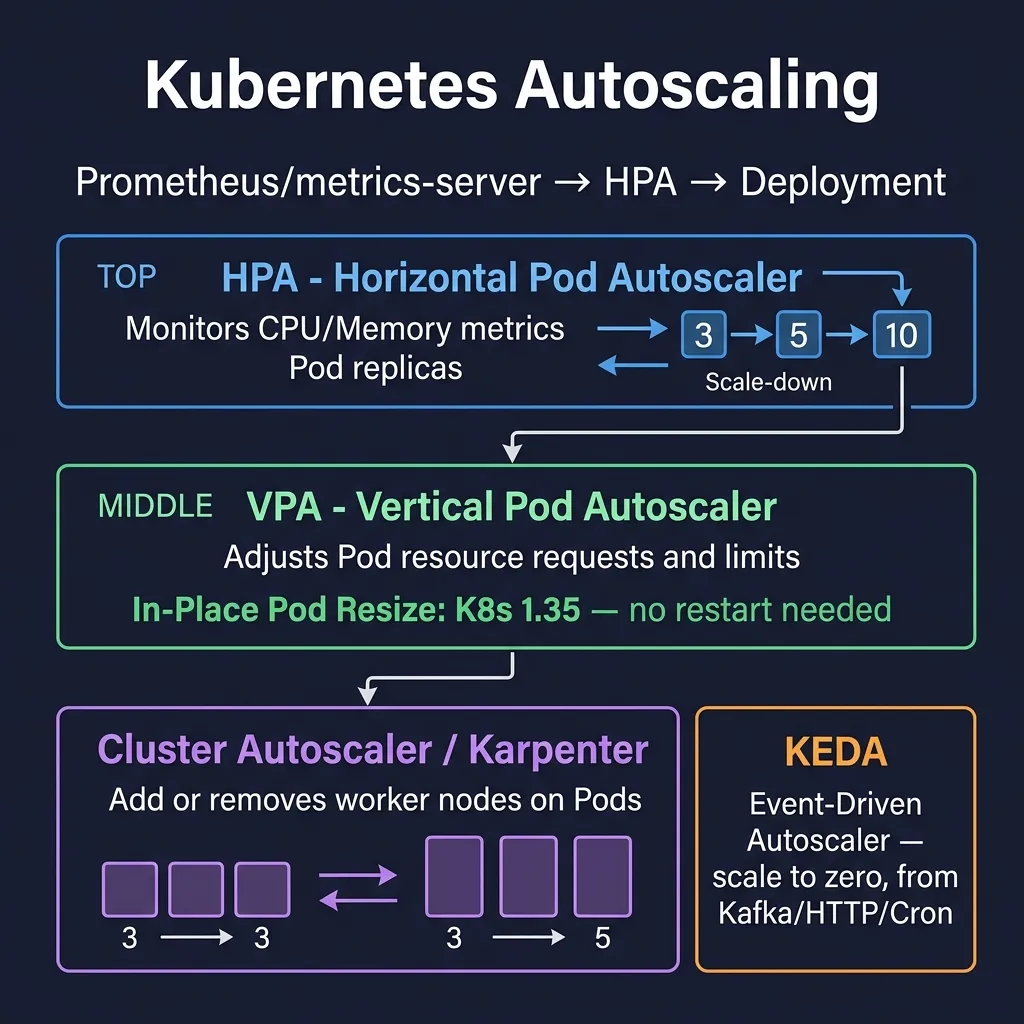Kubernetes Autoscaling - HPA, VPA, Karpenter, KEDA