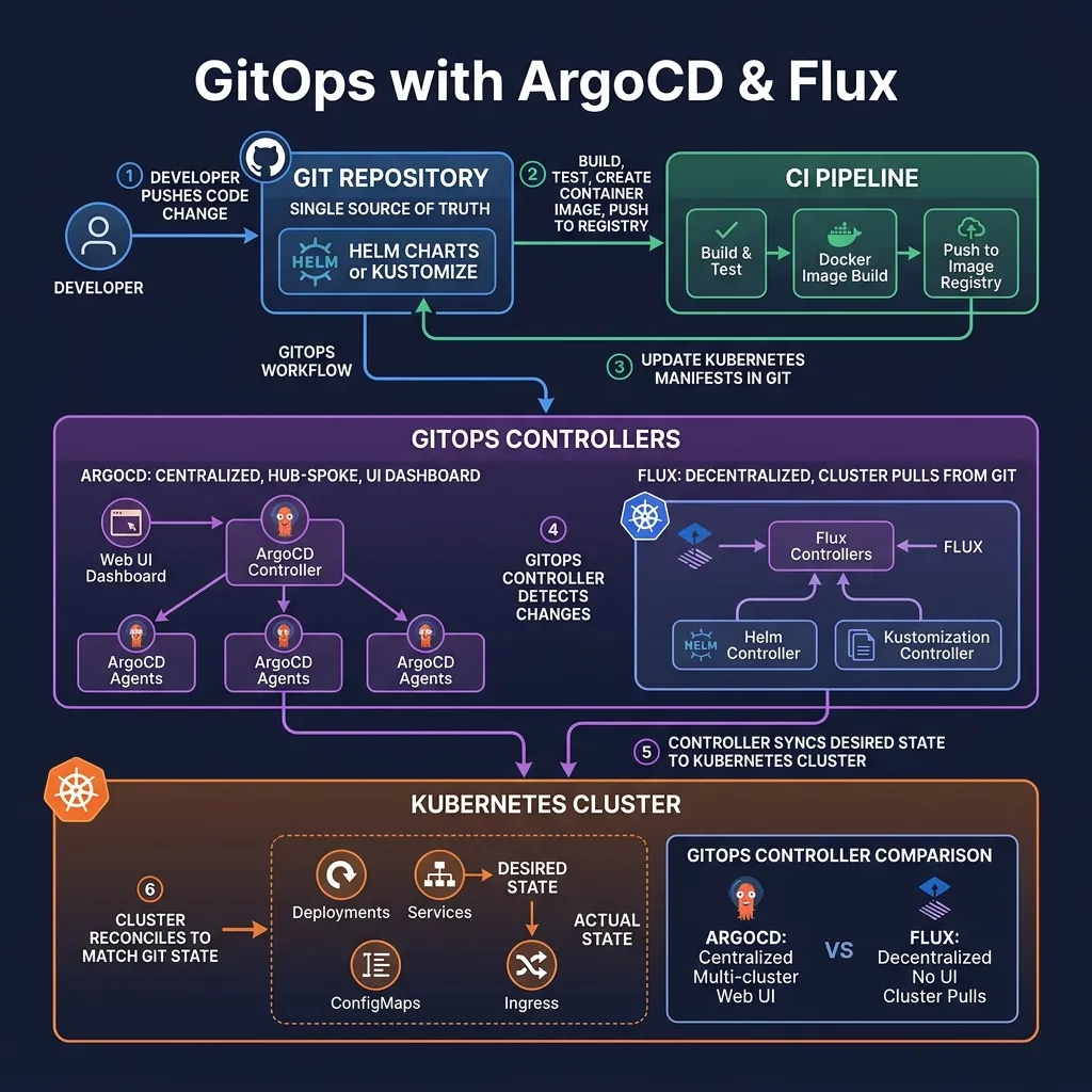 GitOps with ArgoCD & Flux - Workflow Diagram