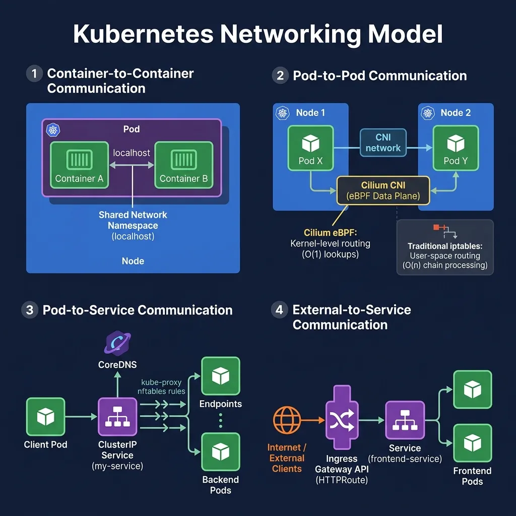 Kubernetes Networking Model - 4 Communication Patterns