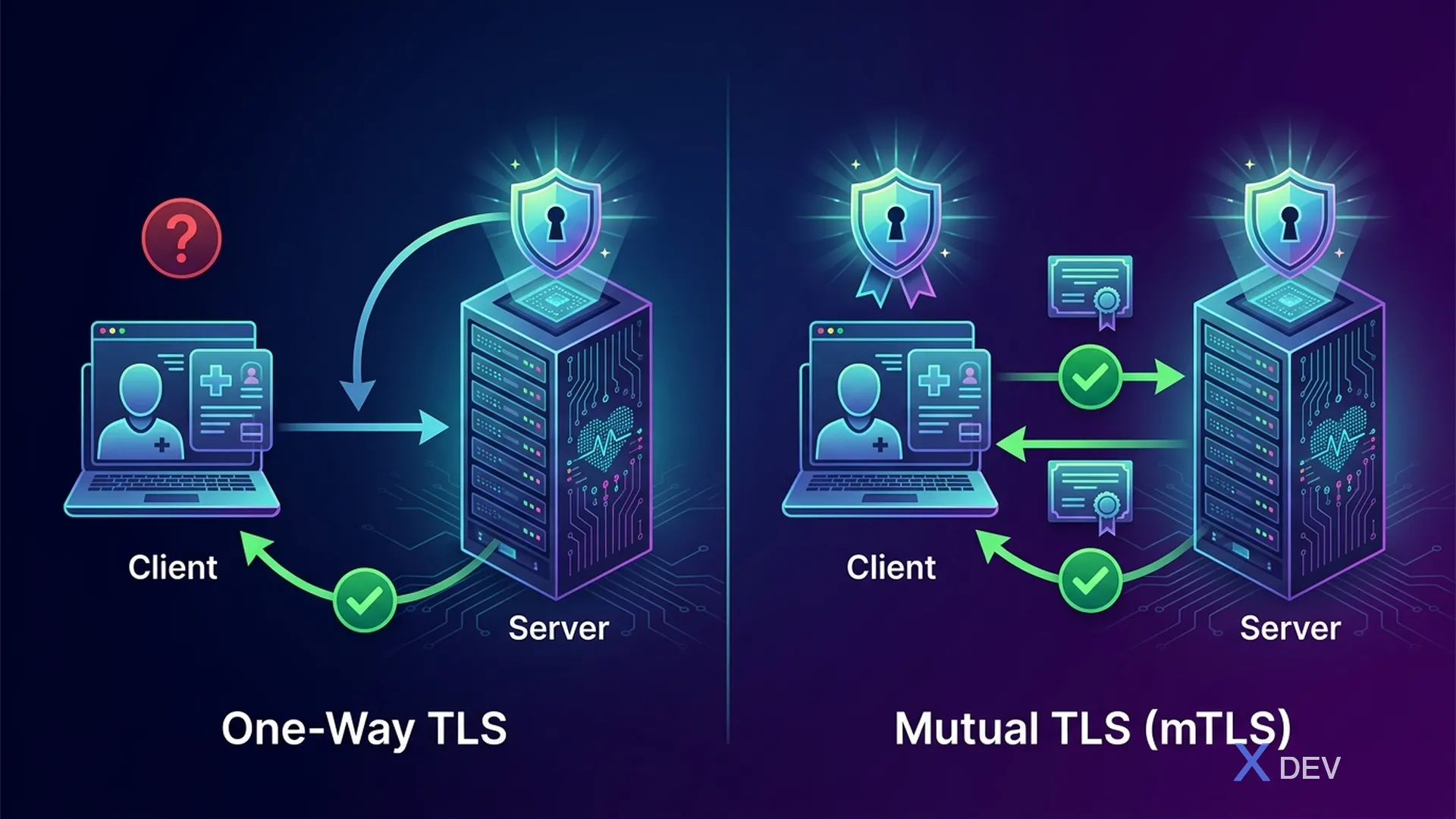 So sánh One-Way TLS vs Mutual TLS (mTLS)