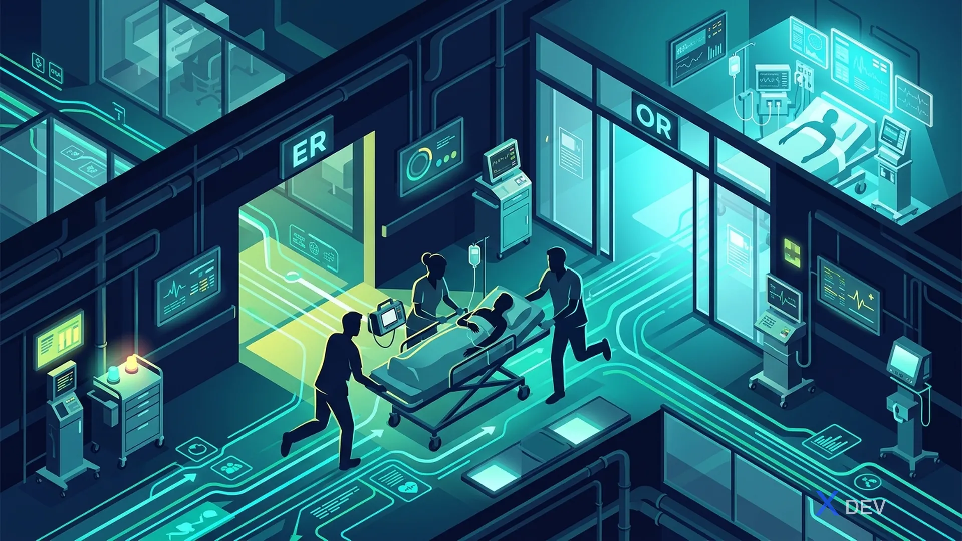Bệnh nhân được chuyển nhanh giữa ER, OR, ICU